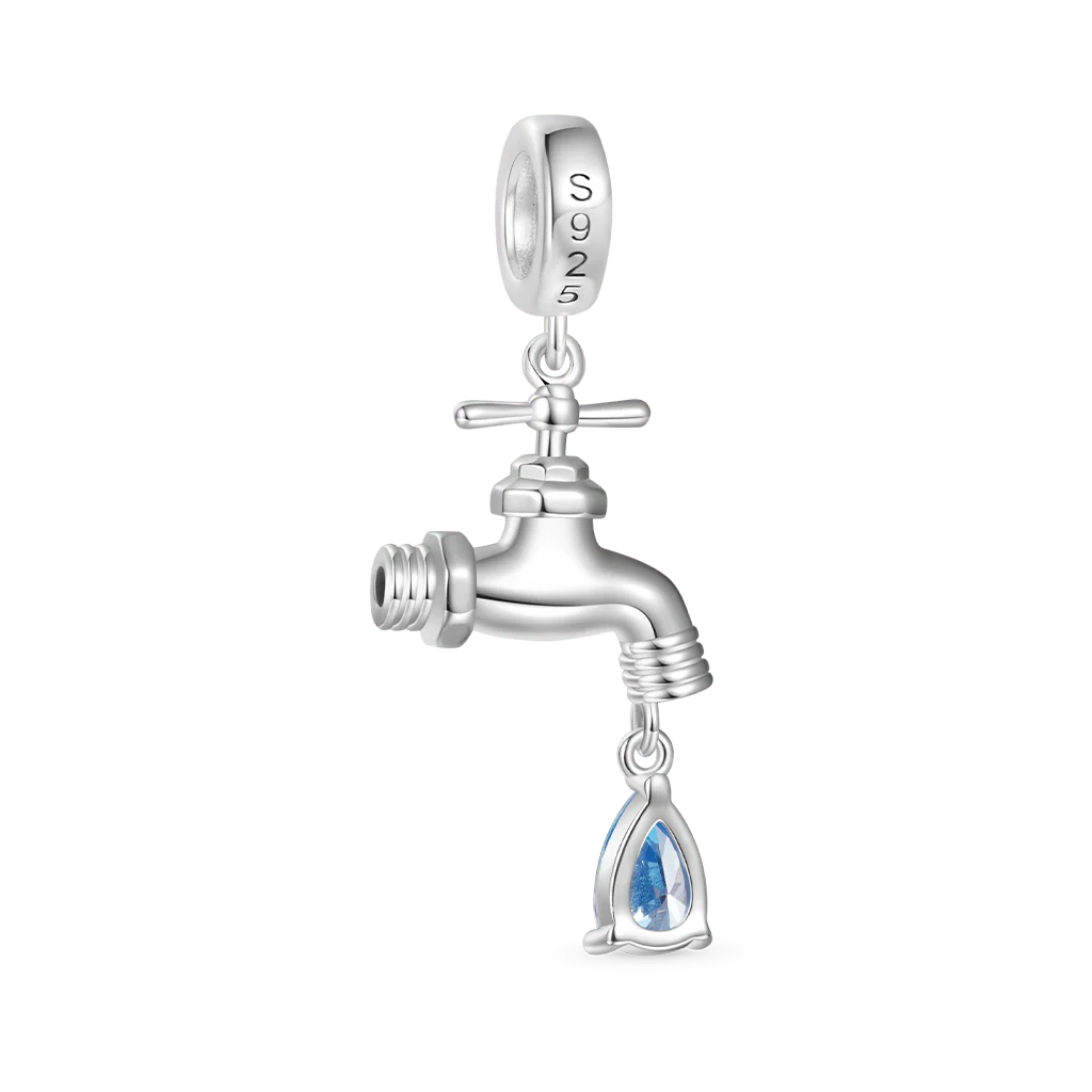 Gnoce Robinet avec Goutte de Diamant Charm de Pierre de Naissance Alliage argent plaqué platine - Image 2