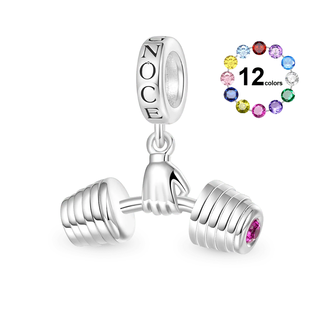 Gnoce Charm haltérophile passionné en alliage argent plaqué platine