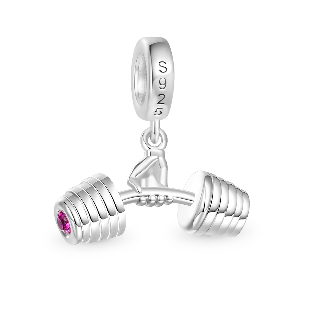 Gnoce Charm haltérophile passionné en alliage argent plaqué platine - Image 2