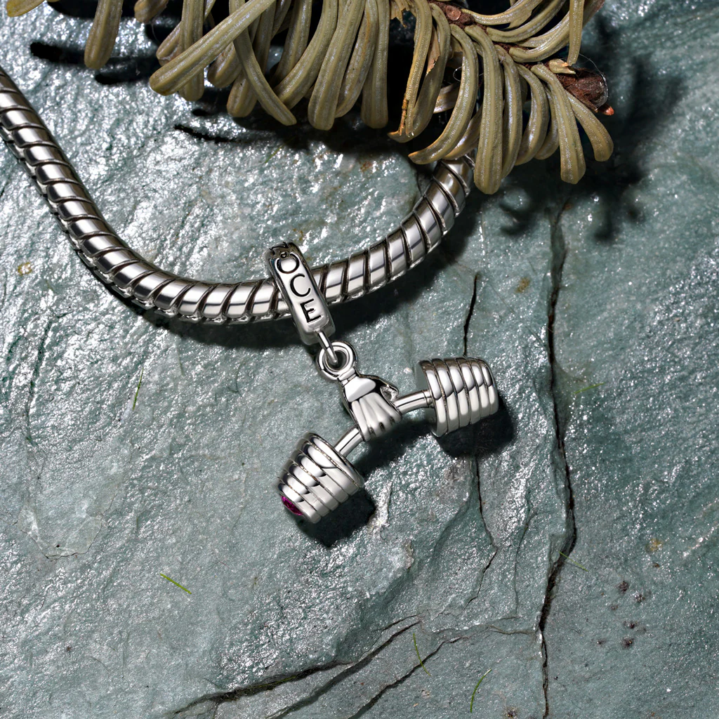 Gnoce Charm haltérophile passionné en alliage argent plaqué platine - Image 4