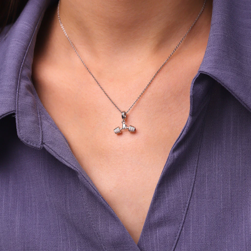Gnoce Charm haltérophile passionné en alliage argent plaqué platine - Image 6