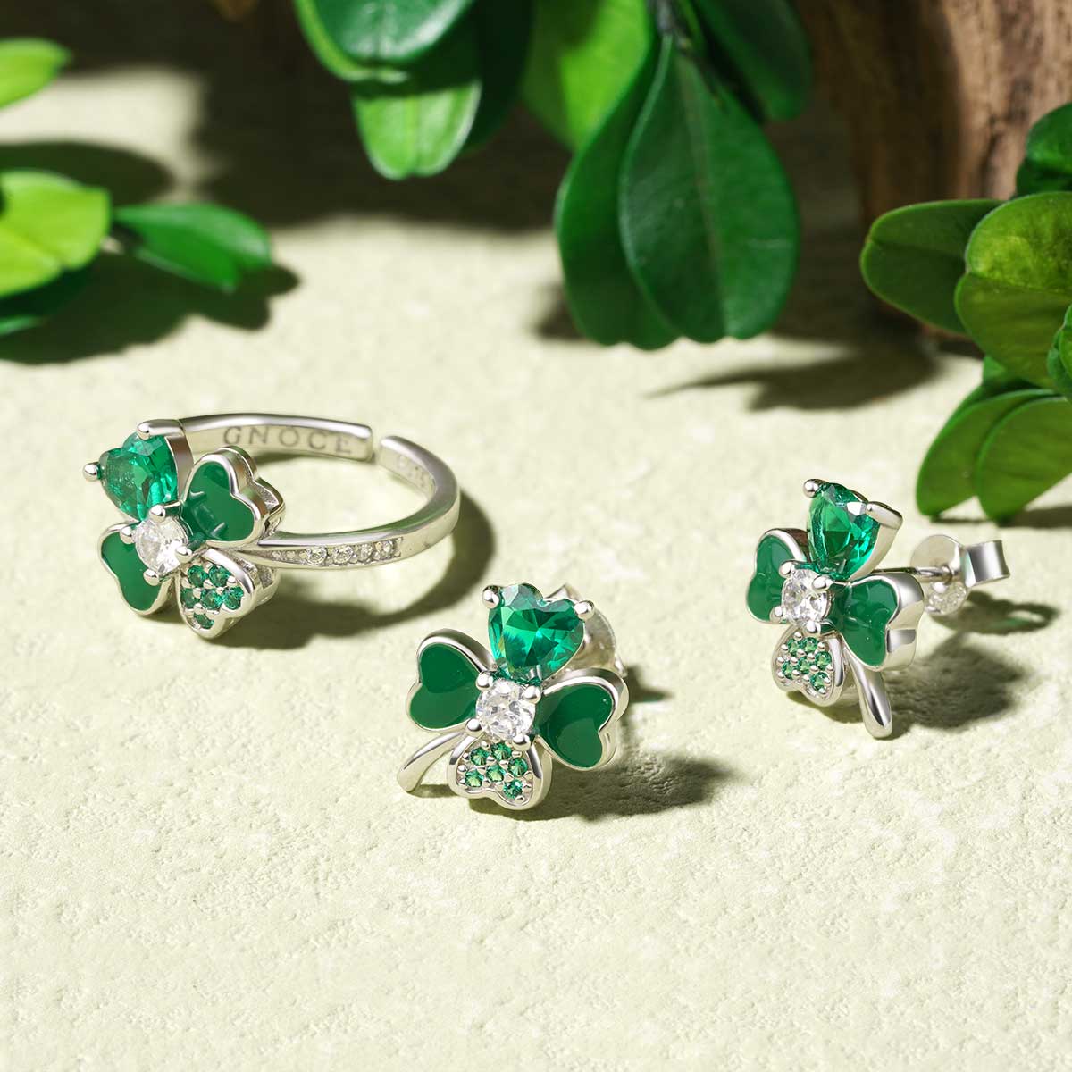 Gnoce Boucles d'Oreilles Quatre Feuilles Porte-Bonheur - Image 2