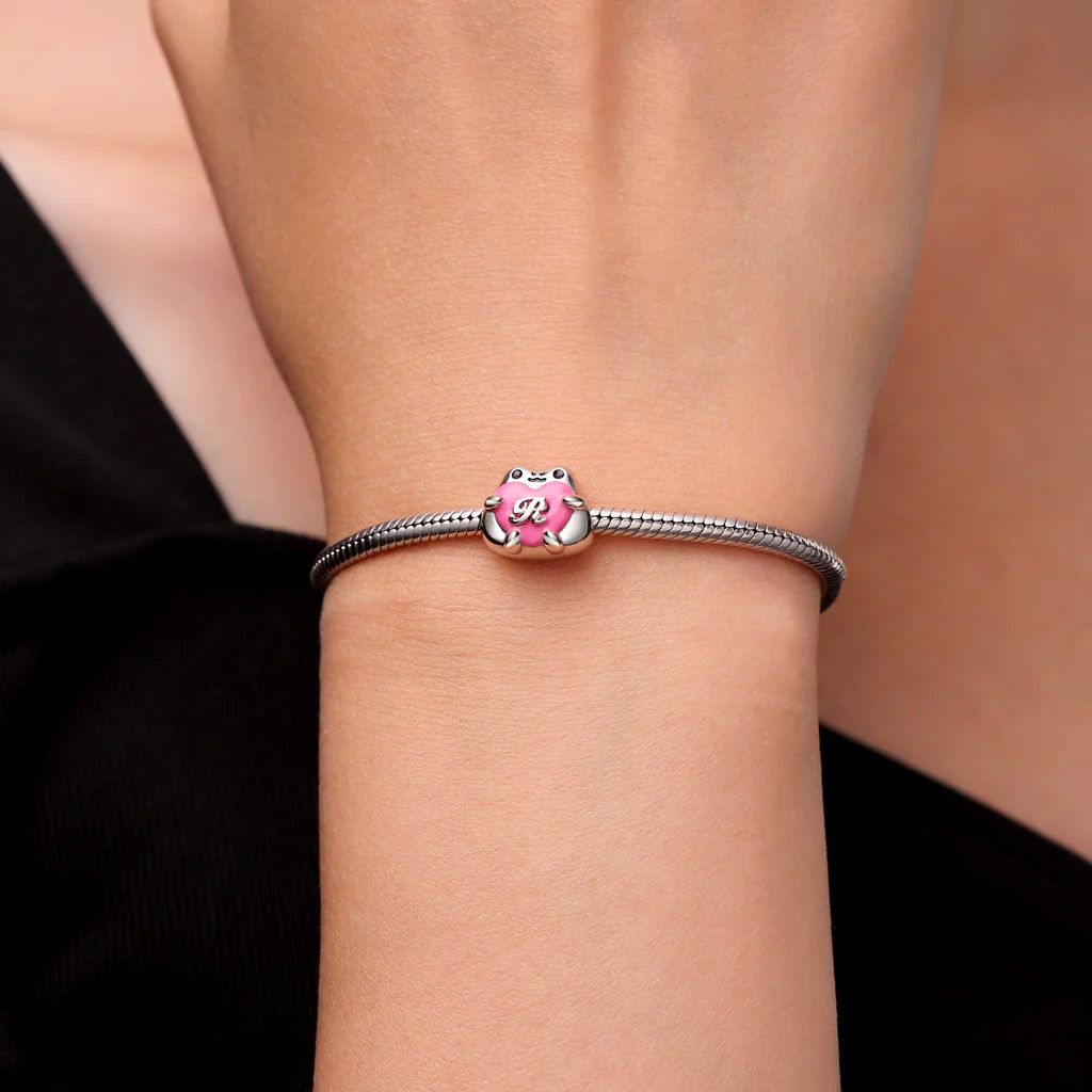 Gnoce Charm cœur câlin de grenouille mignonne gravable Alliage argent plaqué platine - Image 6