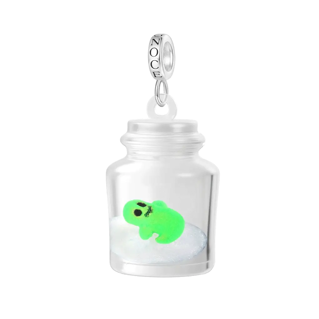 Gnoce charme de bouteille en verre fantôme glow-in-the-dark Alliage argent plaqué platine
