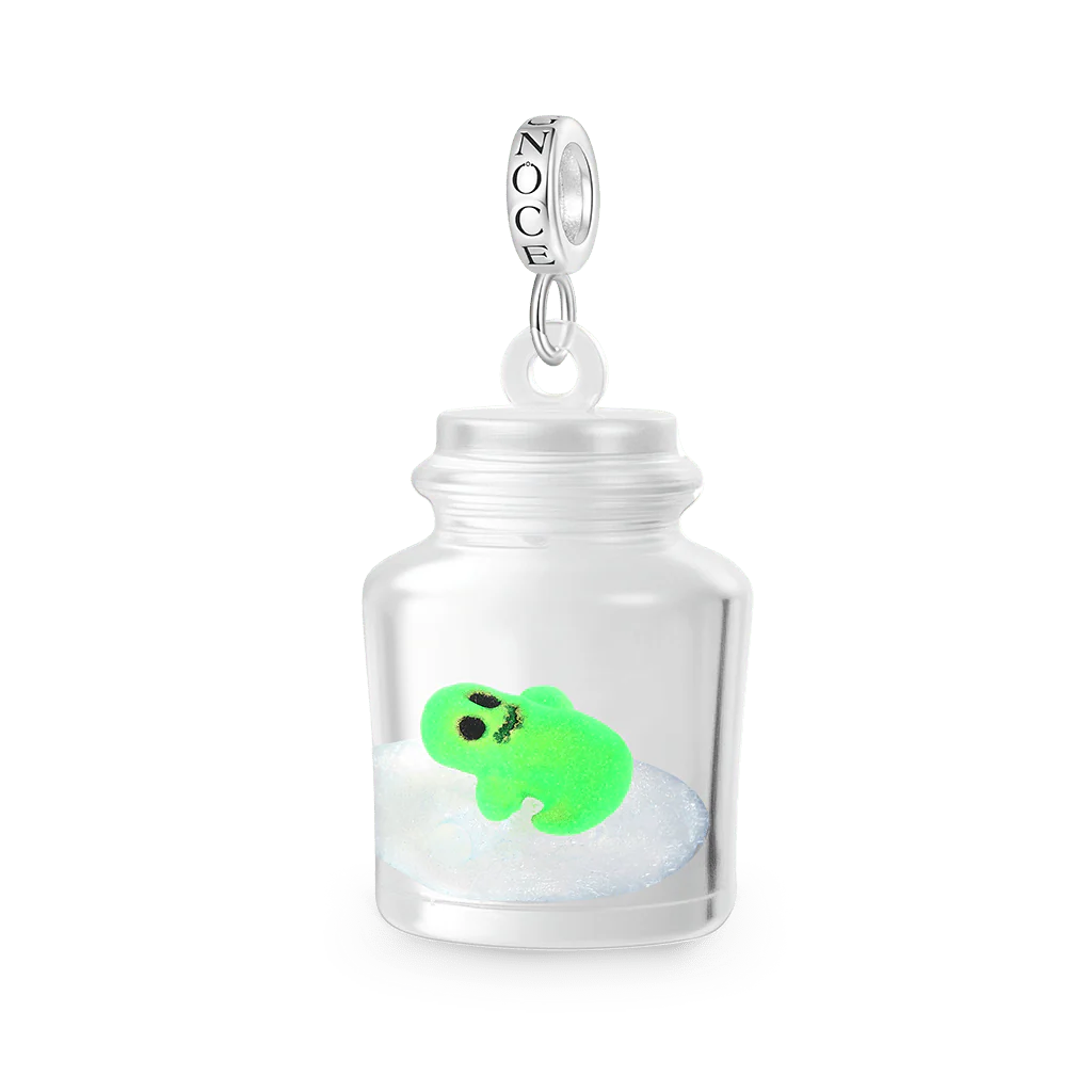 Gnoce charme de bouteille en verre fantôme glow-in-the-dark Alliage argent plaqué platine - Image 2