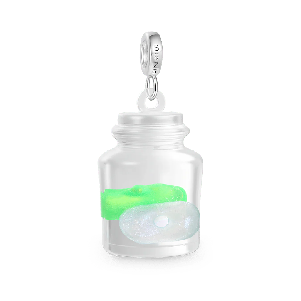 Gnoce charme de bouteille en verre fantôme glow-in-the-dark Alliage argent plaqué platine - Image 3