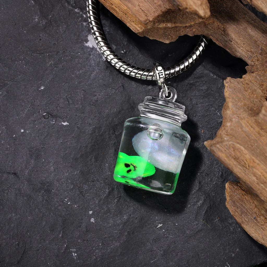 Gnoce charme de bouteille en verre fantôme glow-in-the-dark Alliage argent plaqué platine - Image 4