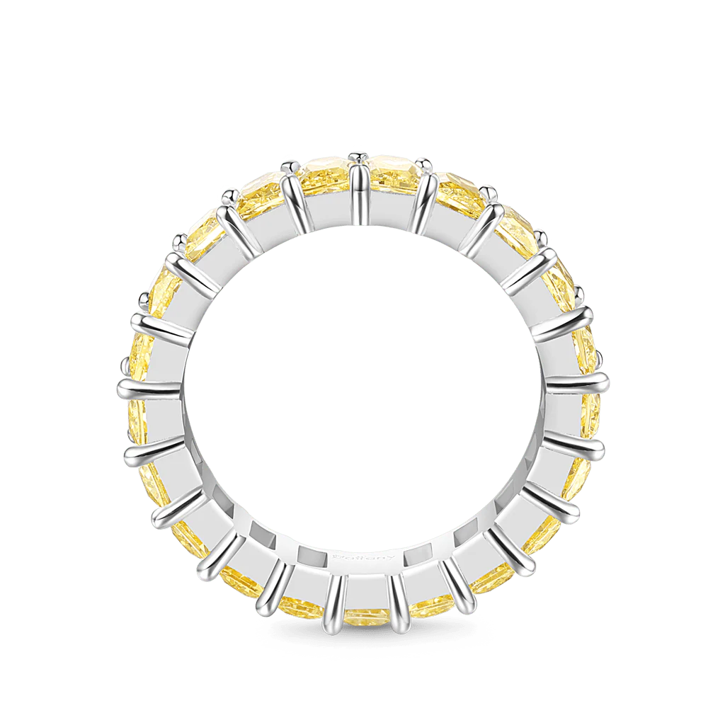 Gnoce Bague éternité à taille baguette en citrine Alliage argent plaqué platine - Image 3