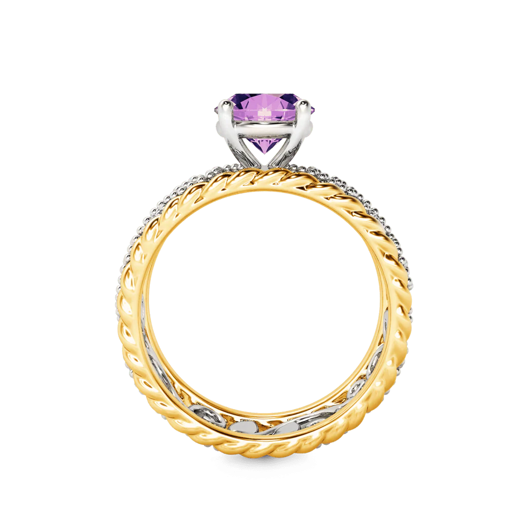 Daffany Bague de Naissance Vintage en Corde Torsadée avec Pierres Rondes - Image 3