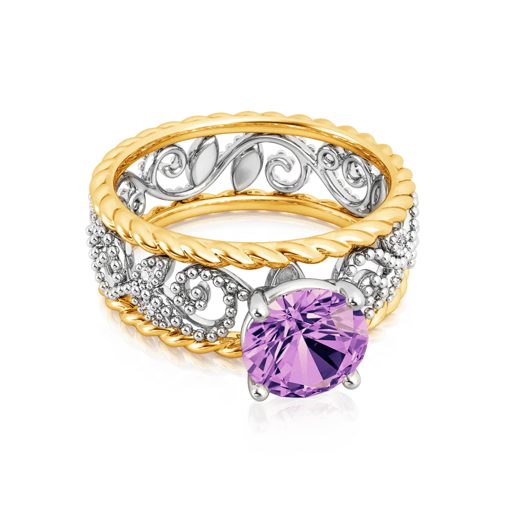 Daffany Bague de Naissance Vintage en Corde Torsadée avec Pierres Rondes - Image 4