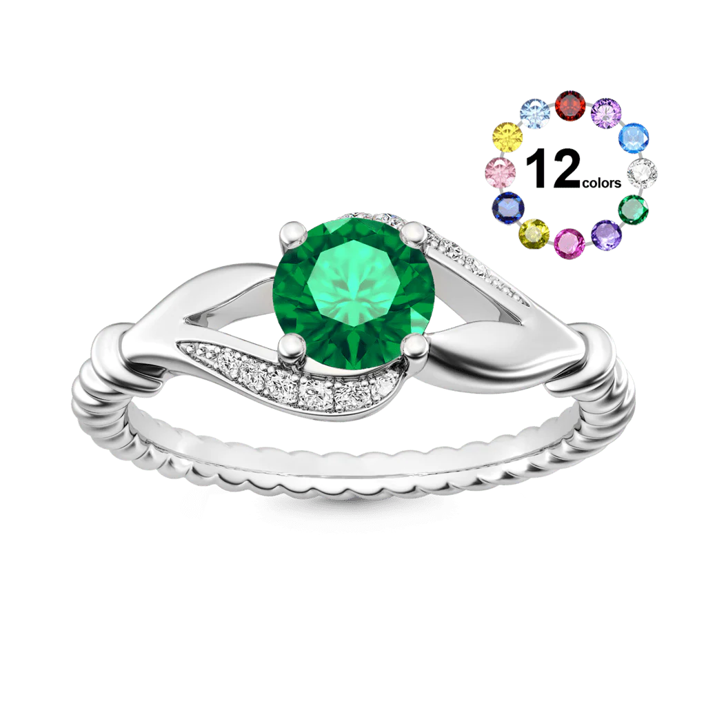 Daffany Bague Pierre de Naissance Ronde à Tige Fendue