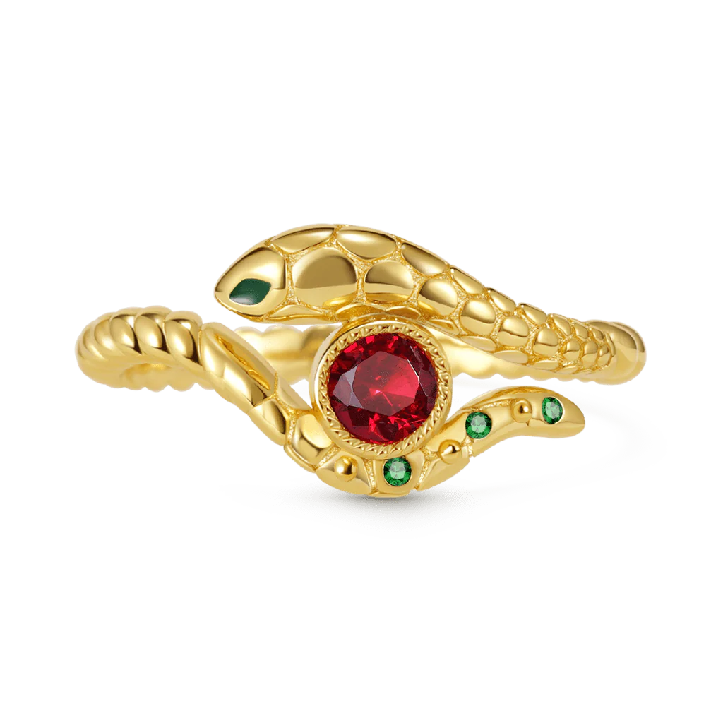 Gnoce Bague en corde tordue en gemmes avec serpent Alliage argent plaqué platine