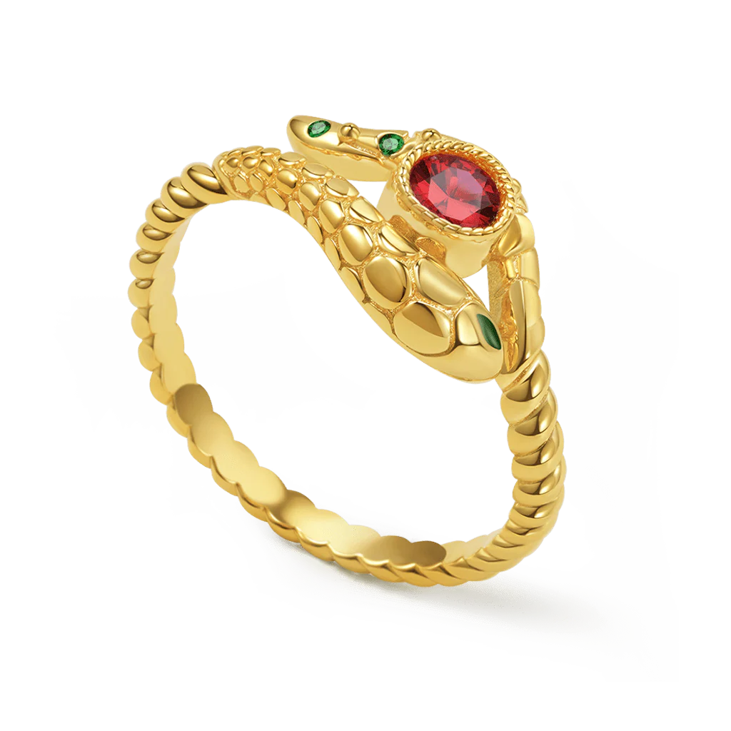 Gnoce Bague en corde tordue en gemmes avec serpent Alliage argent plaqué platine - Image 2