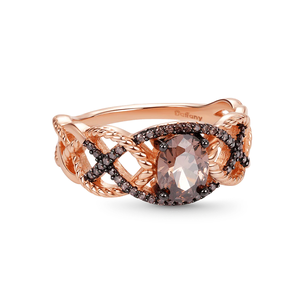 Bague Anneau Infini Torsadé Café Saphirs