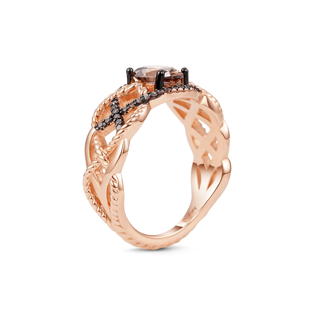 Bague Anneau Infini Torsadé Café Saphirs - Image 2