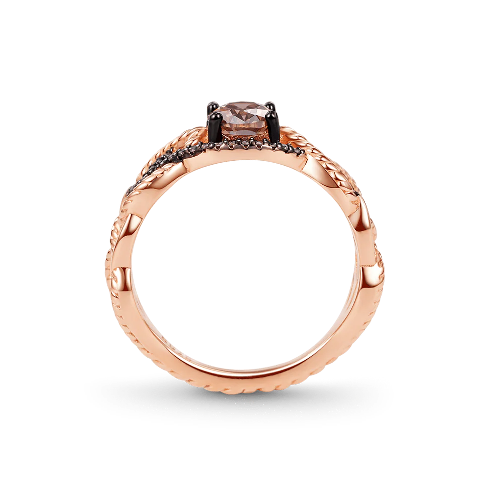 Bague Anneau Infini Torsadé Café Saphirs - Image 3