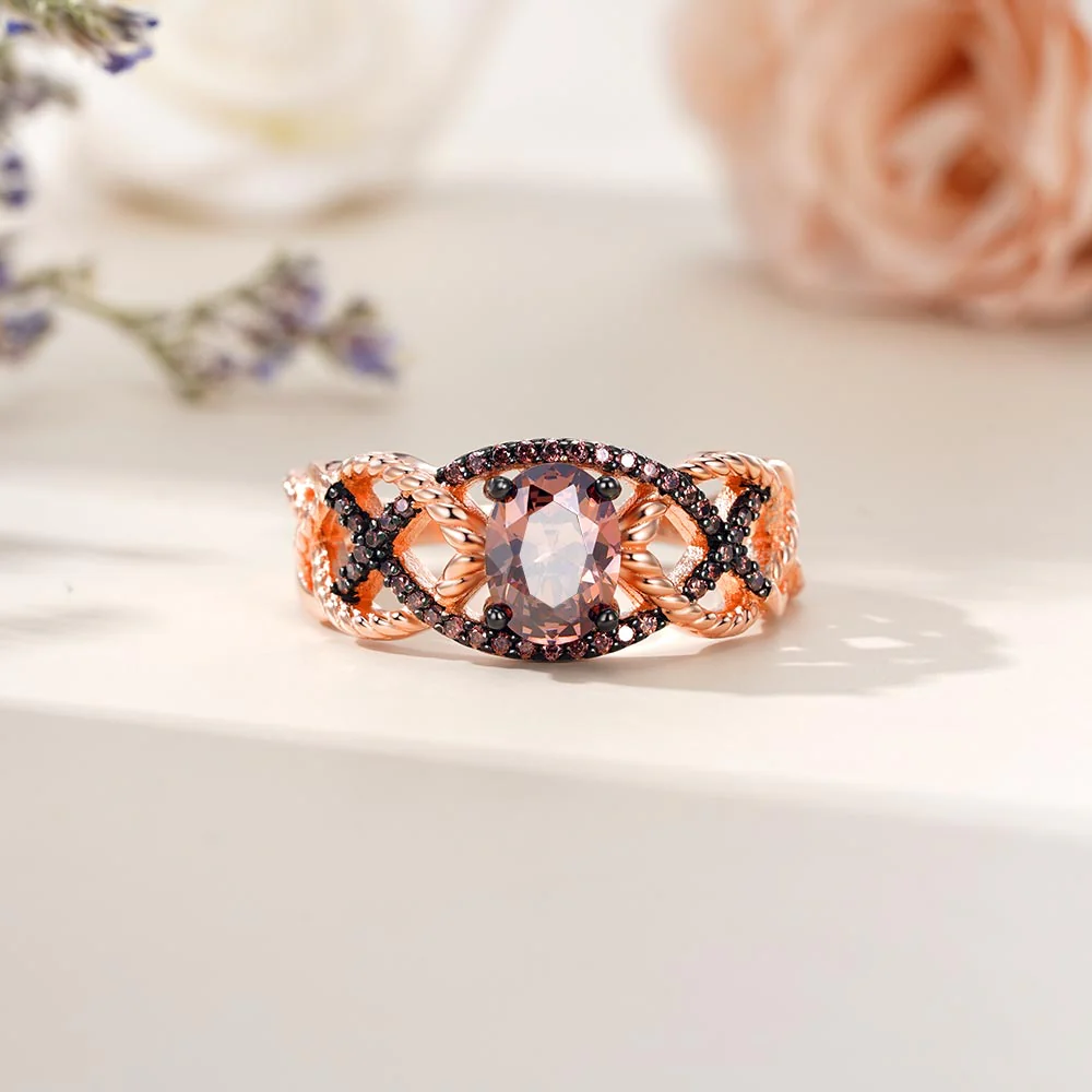 Bague Anneau Infini Torsadé Café Saphirs - Image 4
