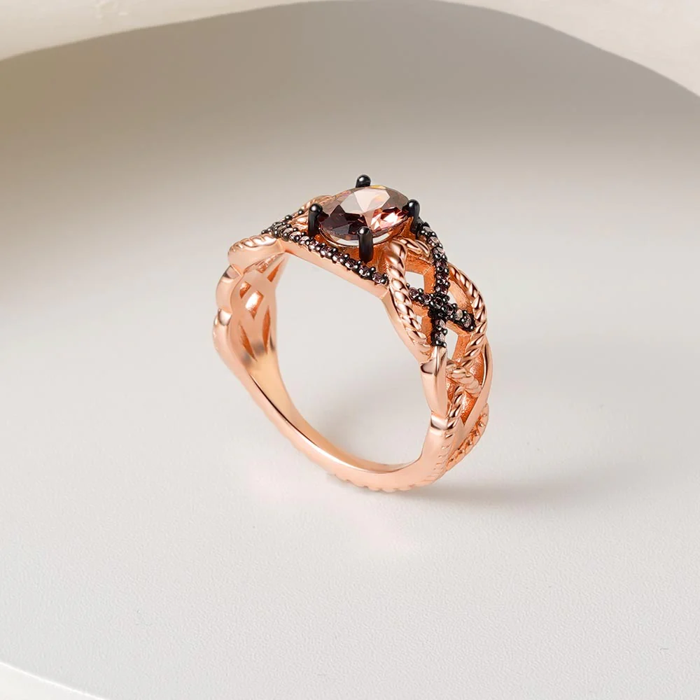 Bague Anneau Infini Torsadé Café Saphirs - Image 5