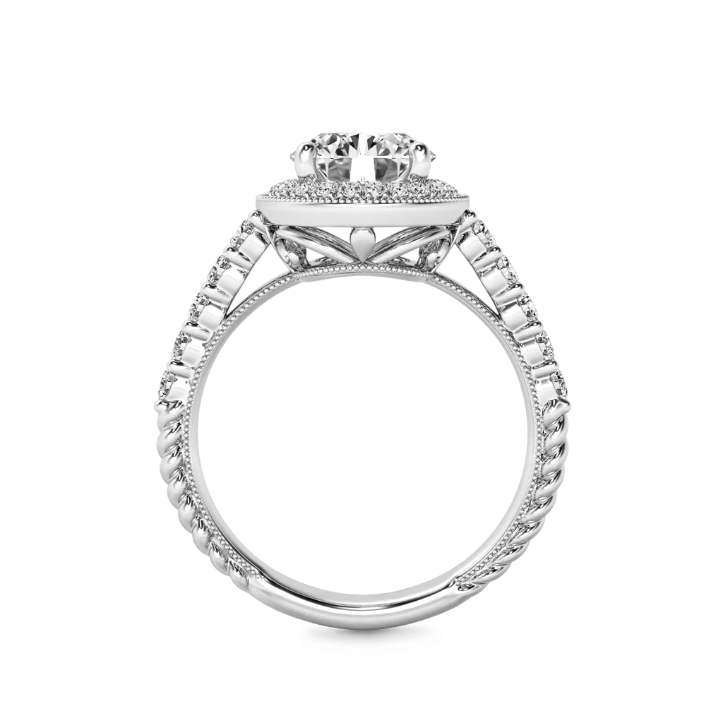 Gnoce Bague halo à taille ronde en milgrain Alliage argent plaqué platine - Image 2