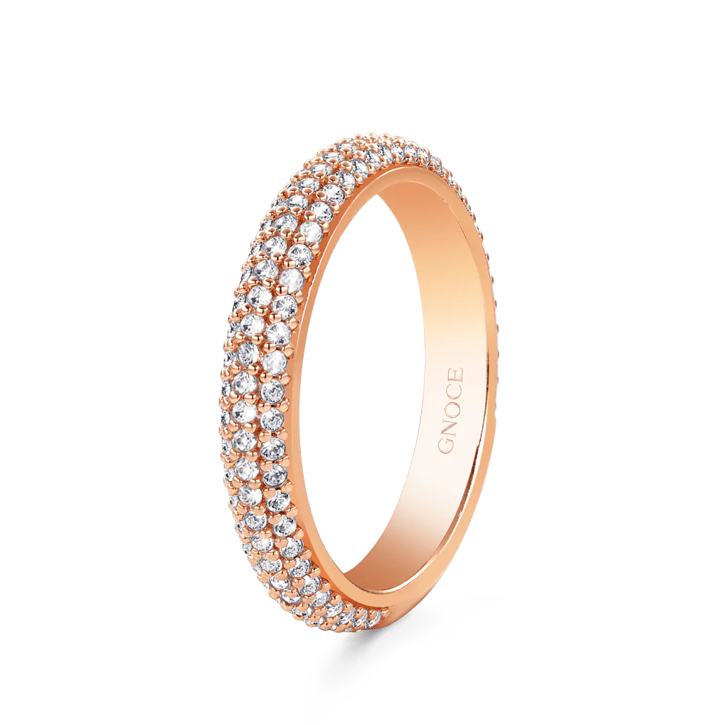 Gnoce Bague Pavé Signature Petit Topaze Alliage argent plaqué platine - Image 2
