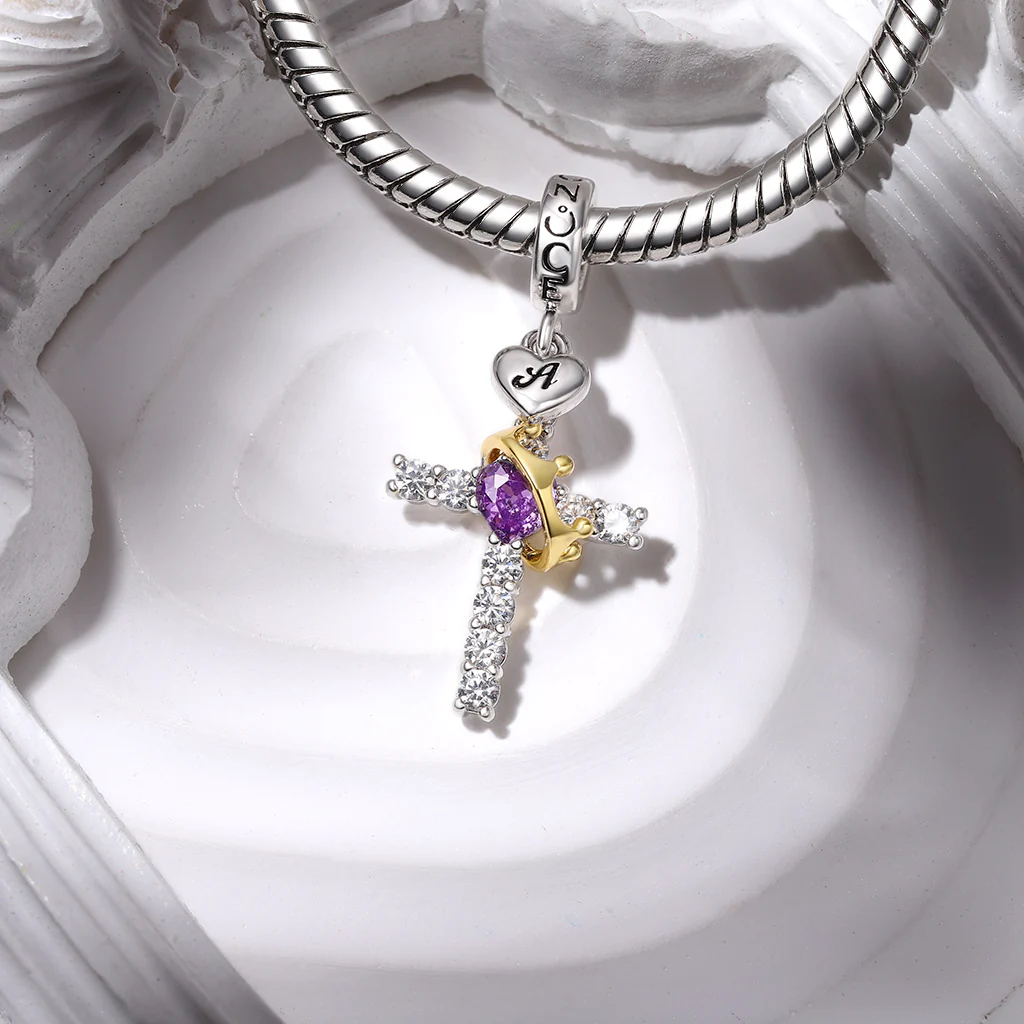 Gnoce Couronne d'épines Clou Croix Charm Alliage argent plaqué platine - Image 5