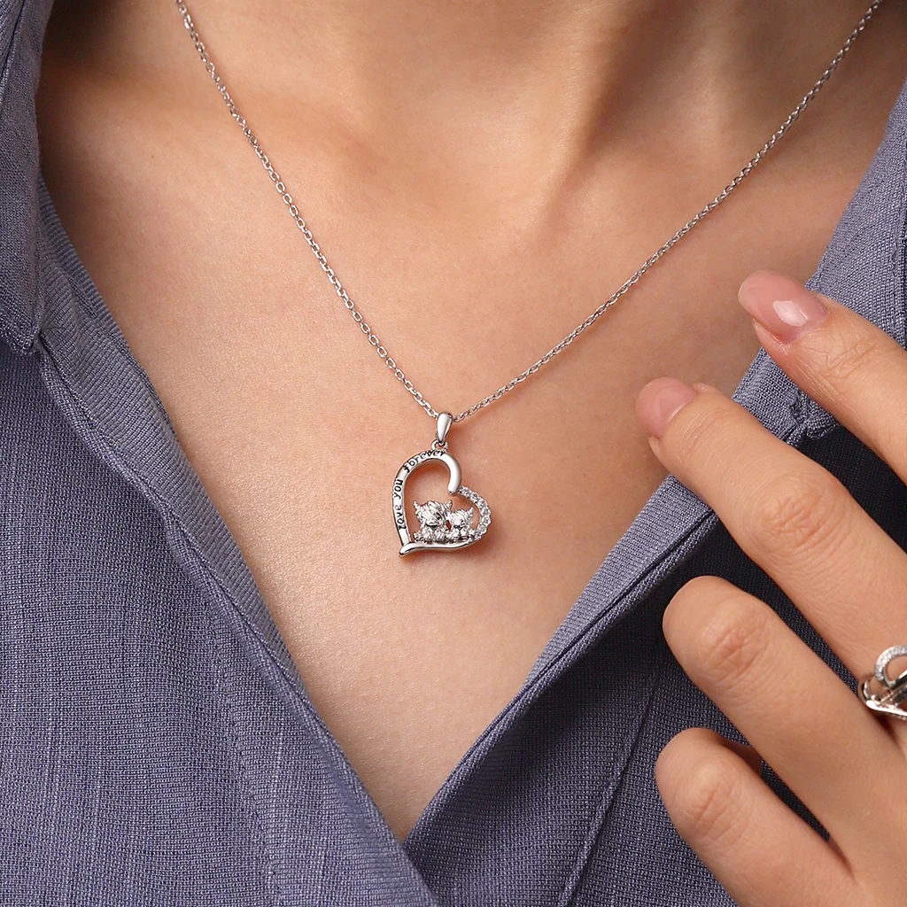 Gnoce Collier en cœur de vache des Highlands Alliage argent plaqué platine - Image 6