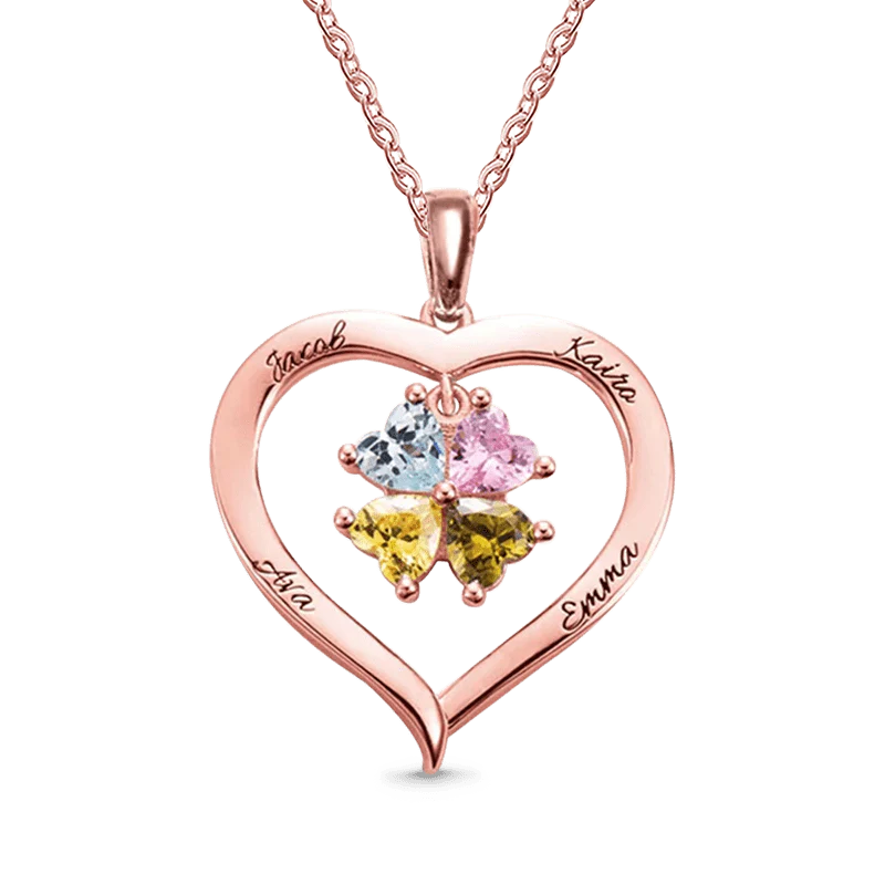 Gnoce Collier Cœur Creux d'Amour avec 2-8 Pierres de Naissance - Image 2