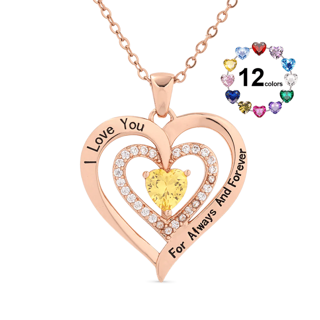 Gnoce Collier Cœur "Je t'aime" en Pierre de Naissance