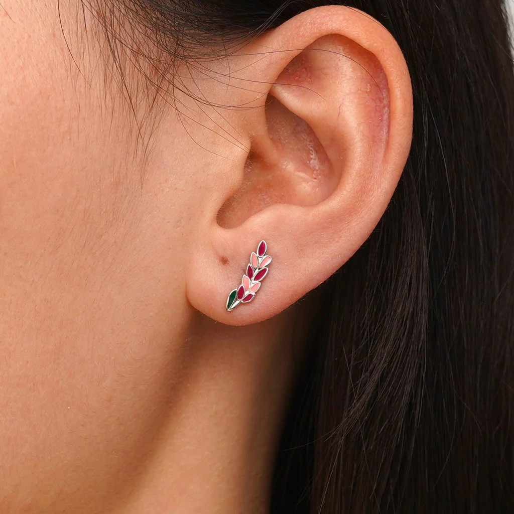 Gnoce Série de Fleurs d'Anniversaire Boucles d'Oreilles en Lavande Alliage argent plaqué platine - Image 5