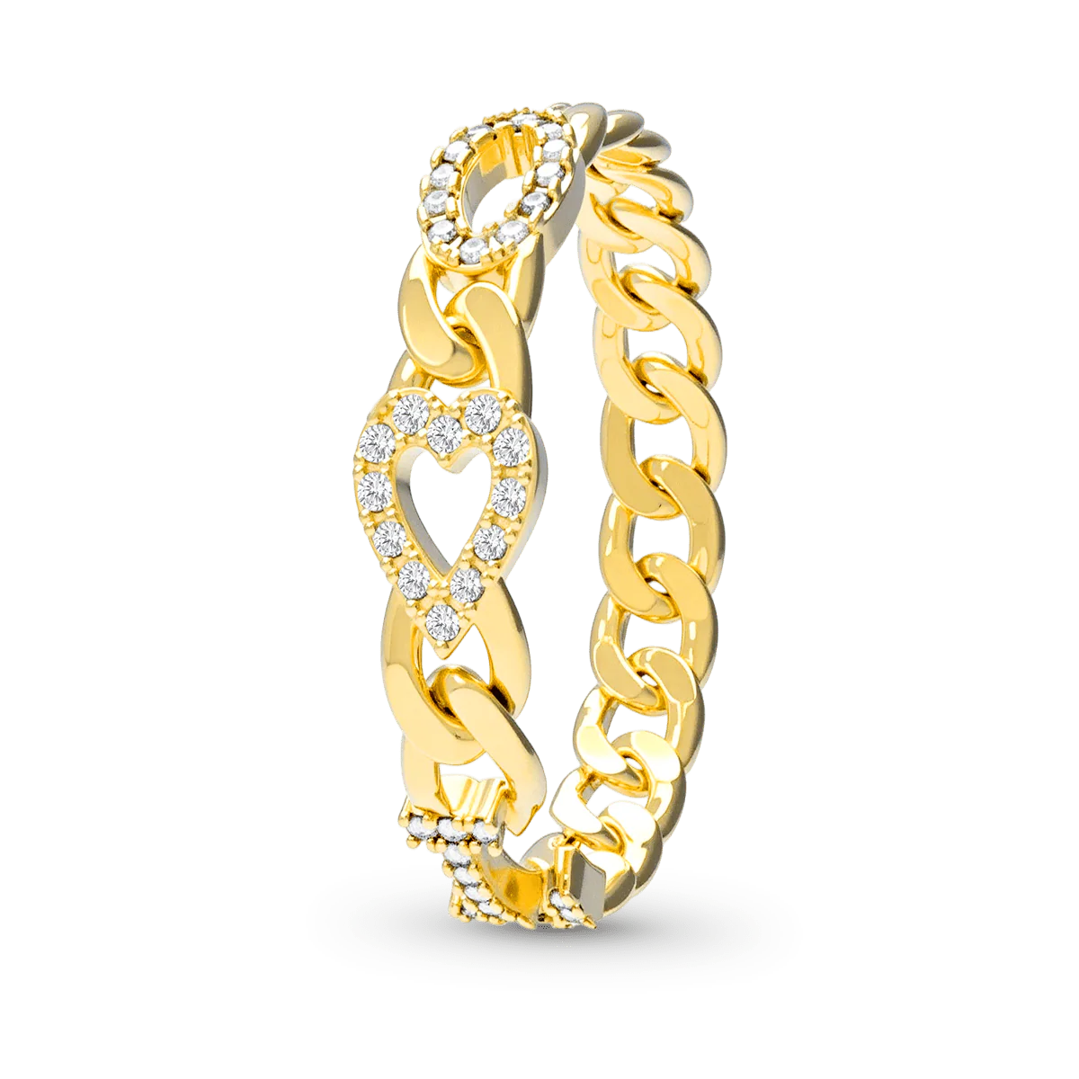 Gnoce Bague lettre chaîne gourmette diamant pierre de naissance personnalisée bijou amitié - Image 3
