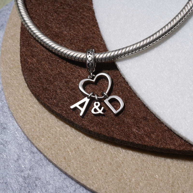 Gnoce Meilleur Charm Personnalisé Lettres Initiales Alliage argent plaqué platine - Image 3
