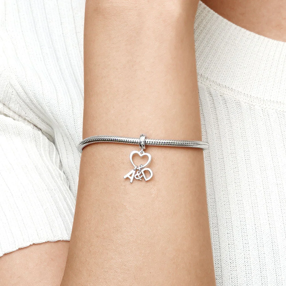 Gnoce Meilleur Charm Personnalisé Lettres Initiales Alliage argent plaqué platine - Image 5