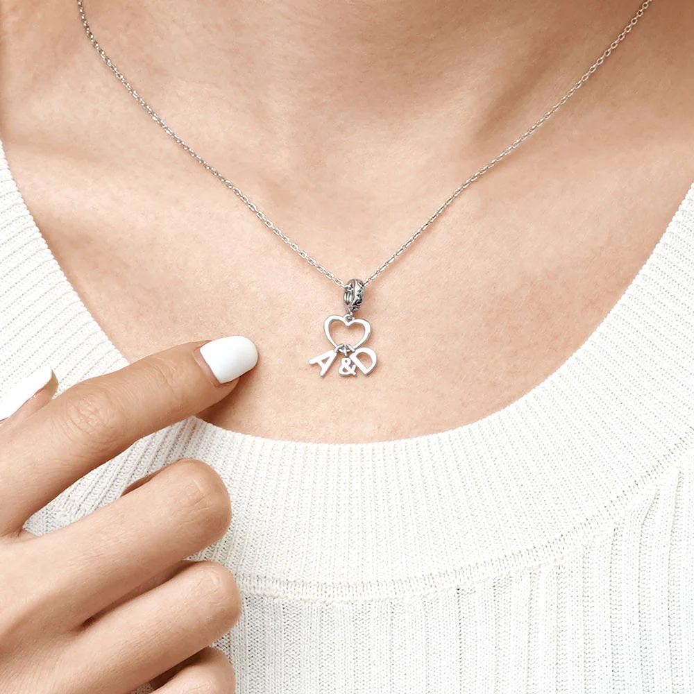 Gnoce Meilleur Charm Personnalisé Lettres Initiales Alliage argent plaqué platine - Image 7