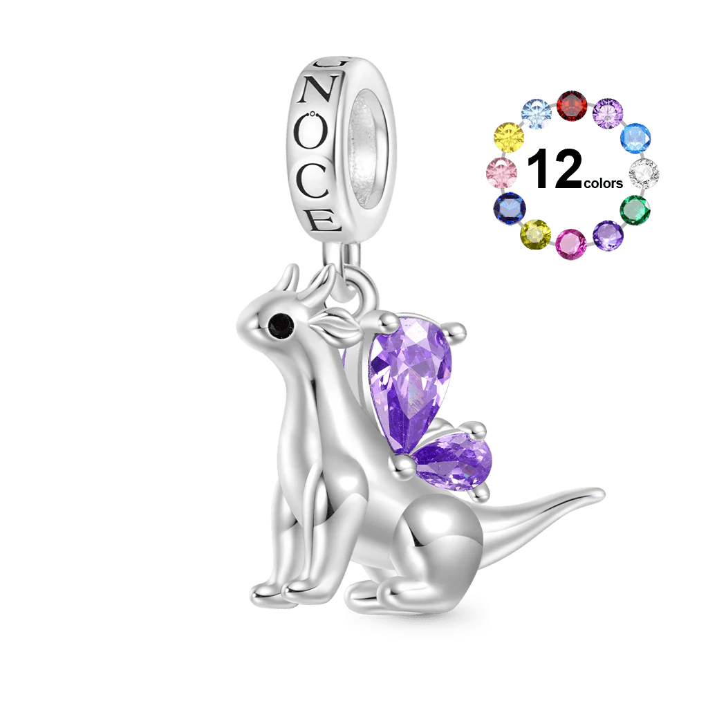 Gnoce Petit Dragon Volant Charm de Pierre de Naissance Alliage argent plaqué platine