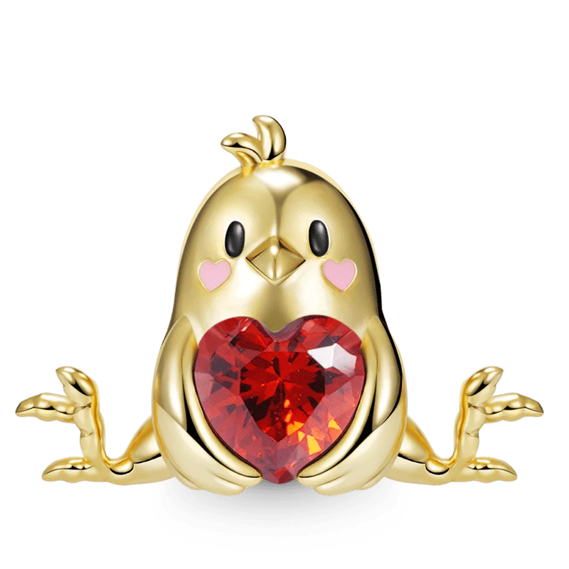 Gnoce Charm Petit Poulet Jaune Embrasse un Cœur