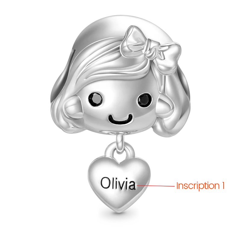 Gnoce Petit Fille Amour Charm Gravable Alliage argent plaqué platine
