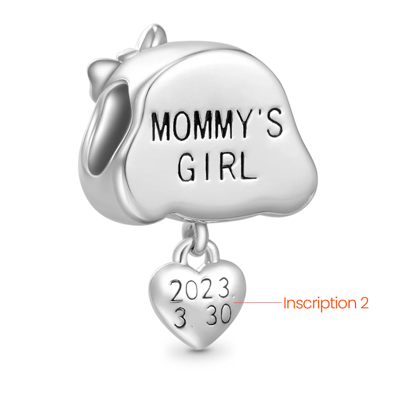 Gnoce Petit Fille Amour Charm Gravable Alliage argent plaqué platine - Image 2