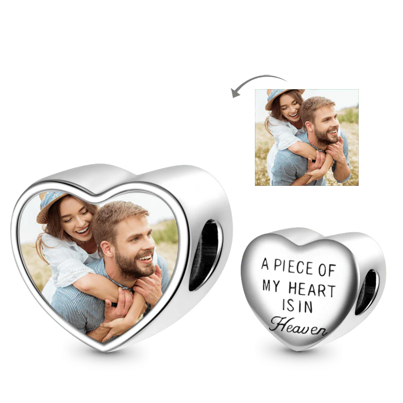 Gnoce Amour Pour Toujours Coeur Personnalisé Photo Charm Alliage argent plaqué platine