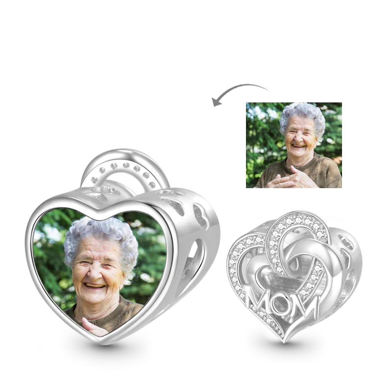 Gnoce Charme personnalisé cœur "Je t'aime, Maman" Alliage argent plaqué platine