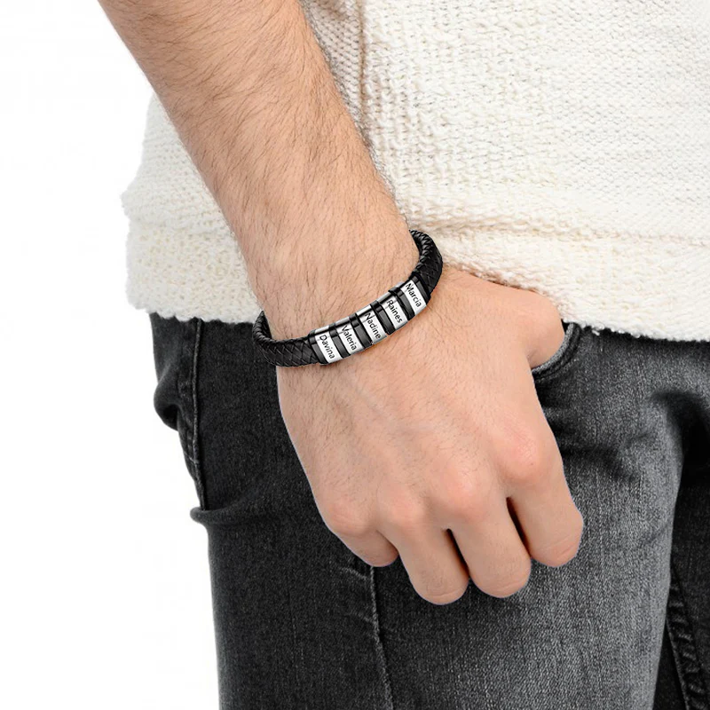 Gnoce Bracelet en Cuir Tressé pour Hommes avec Fermoir Magnétique - Image 7