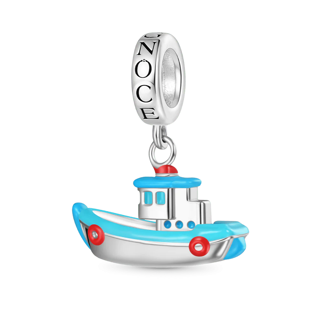 Gnoce Charme de bateau de pêche miniature Alliage argent plaqué platine