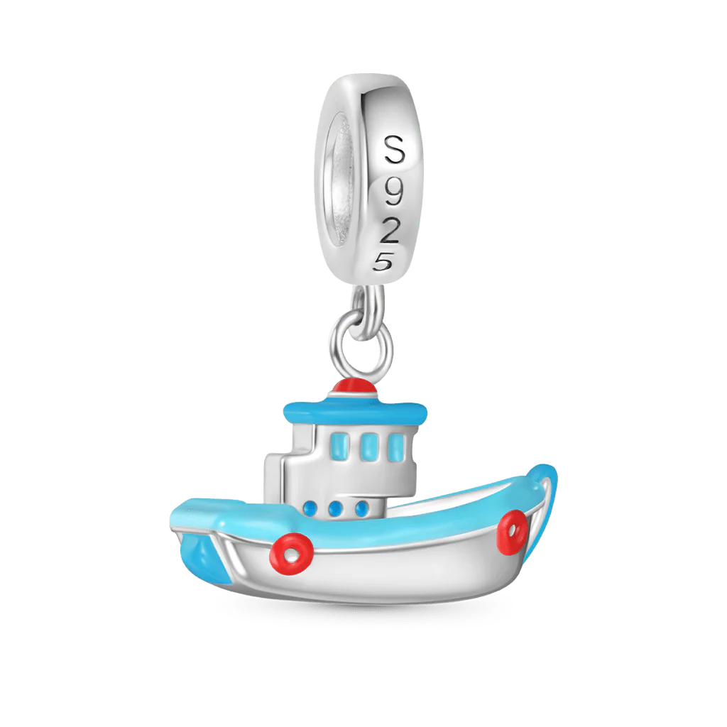 Gnoce Charme de bateau de pêche miniature Alliage argent plaqué platine - Image 2