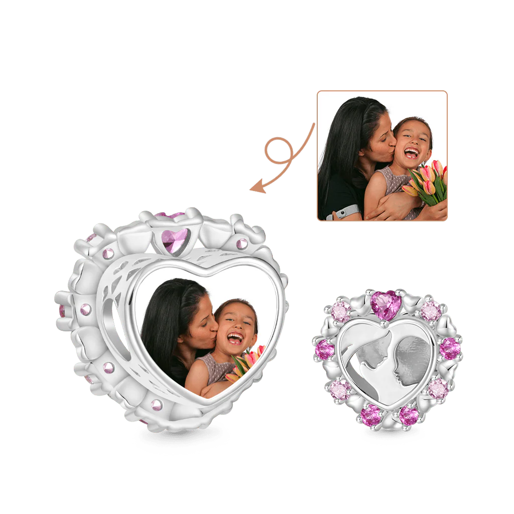 Gnoce Charme Photo Mère Bébé Alliage argent plaqué platine