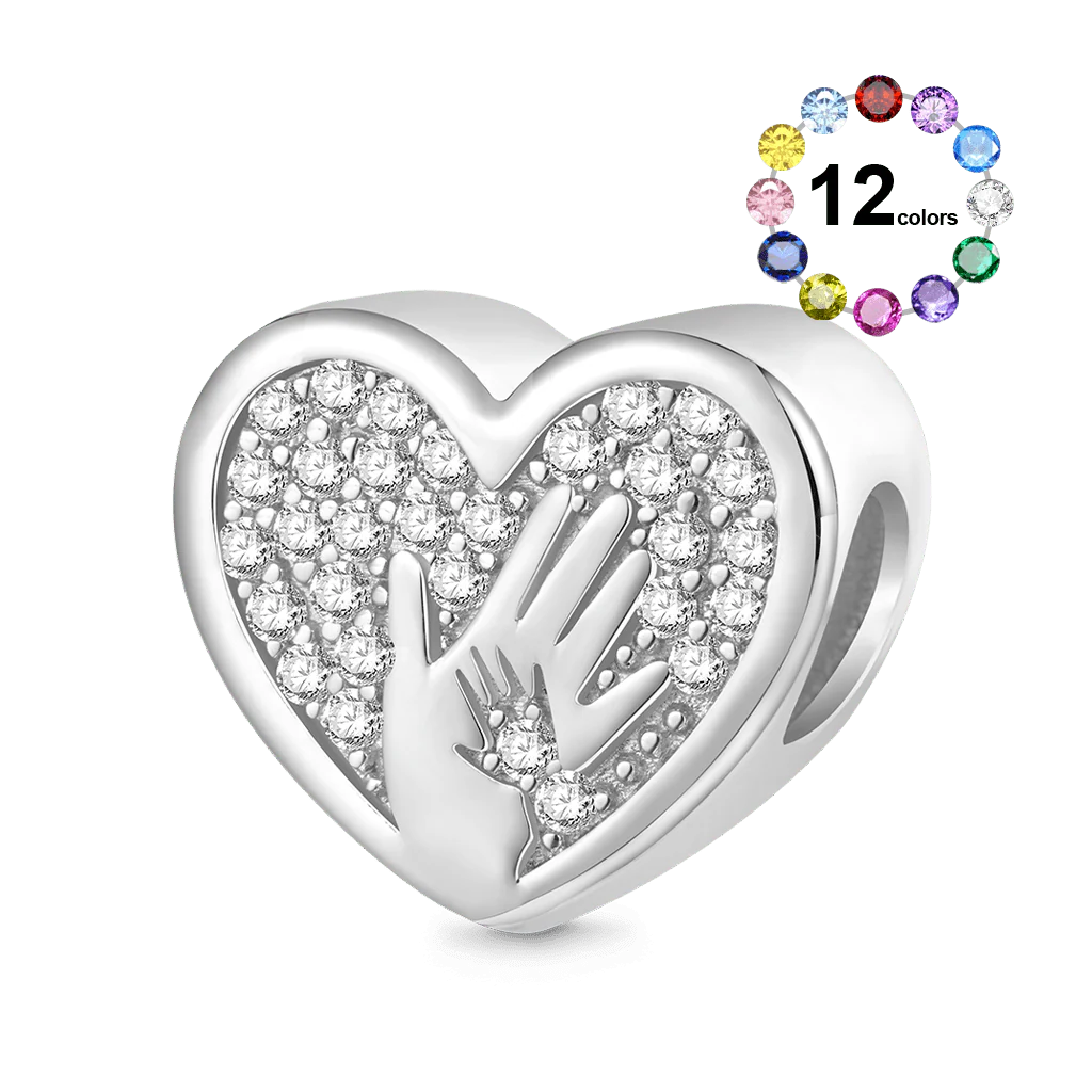 Gnoce Charme Grande Main Petite Main des Mamans Alliage argent plaqué platine