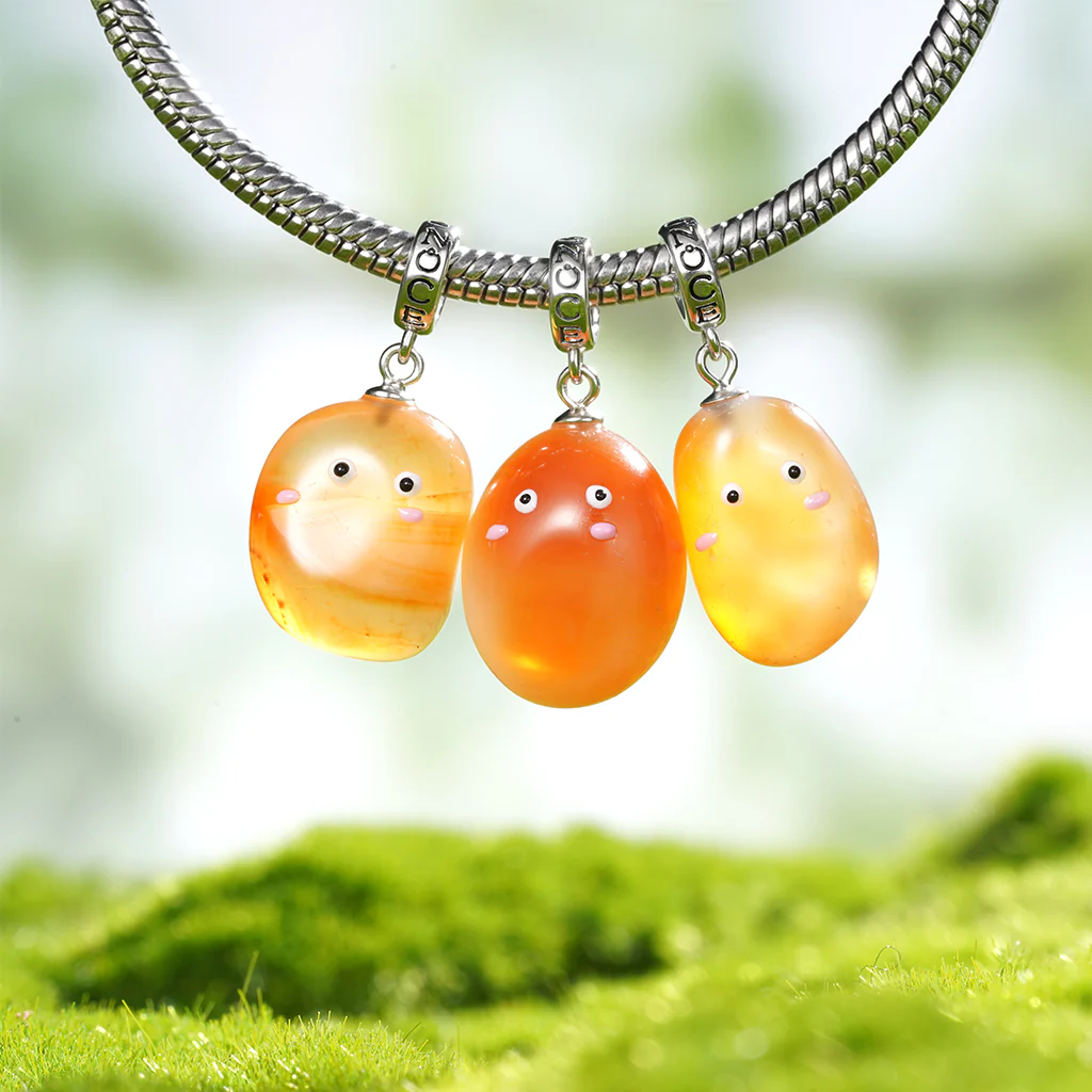 Gnoce Charm Pierre Fleur de Pluie Orange Alliage argent plaqué platine - Image 3