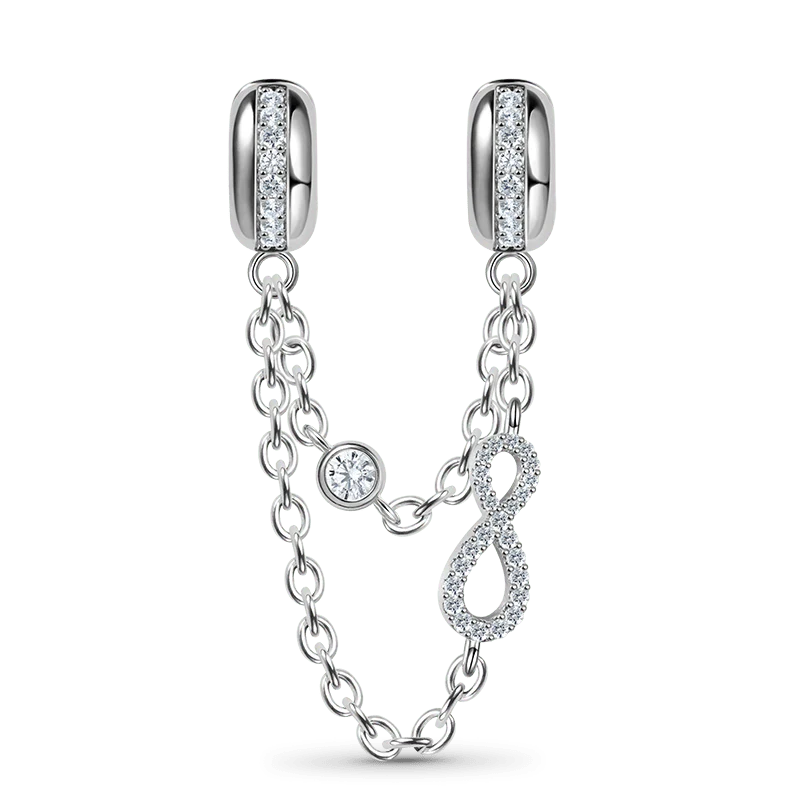 Gnoce Charme Chaîne de Sécurité Amour Infini Alliage argent plaqué platine