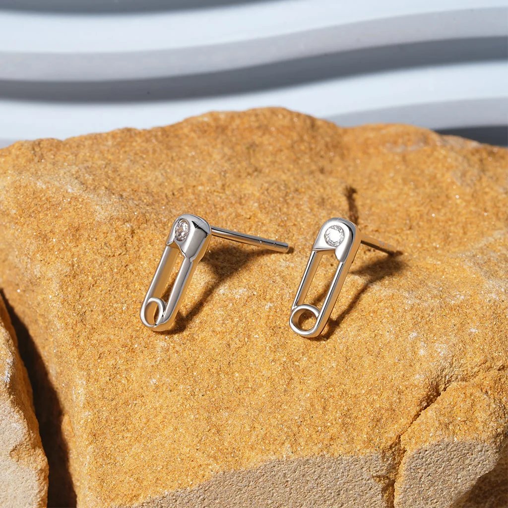 Gnoce Boucles d'oreilles en forme de trombone Alliage argent plaqué platine - Image 3