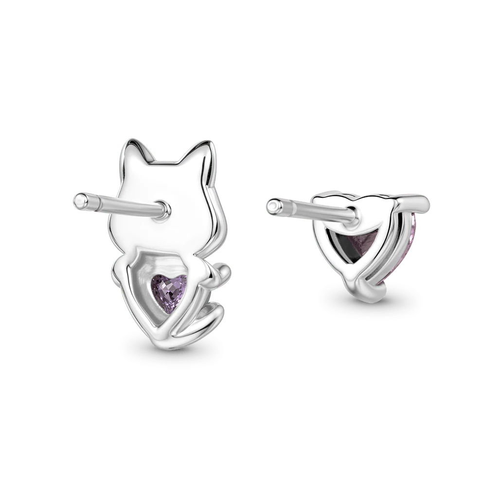 Gnoce Boucles d'oreilles clous Amour Étreinte Chat - Image 4
