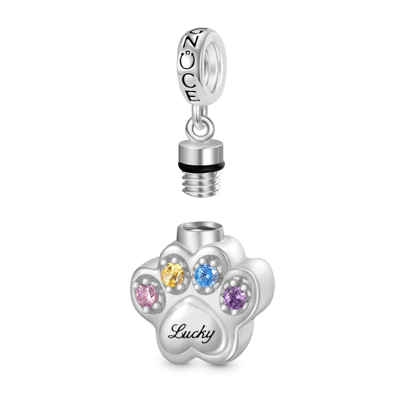 Gnoce Charme urne pour cendres gravable patte Alliage argent plaqué platine - Image 2