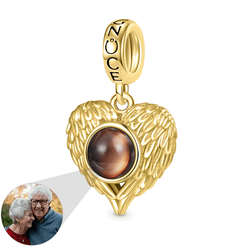 Gnoce Charm photo cœur projection Alliage argent plaqué platine